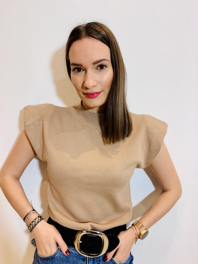 Acheter en ligne Pull Pull Sylvana sans manches camel Pull Pull Sylvana sans manches camel