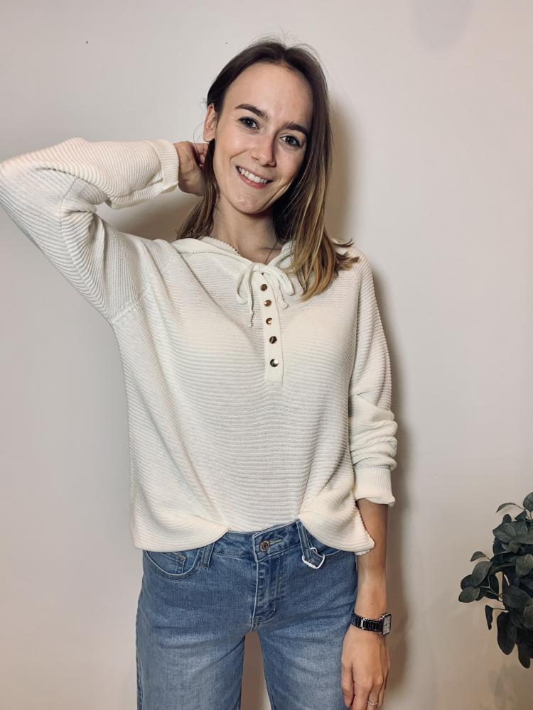 Pull Pull Lola blanc à capuche