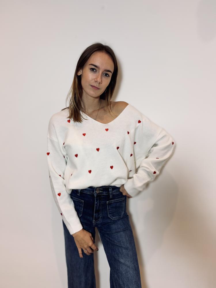 Pull Pull Fanny coeur rouge