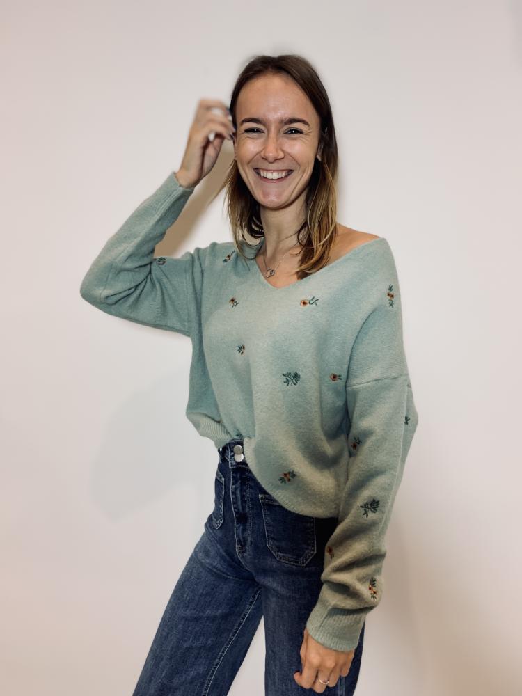 Acheter en ligne Pull Pull Emmie vert pastel Pull Pull Emmie vert pastel