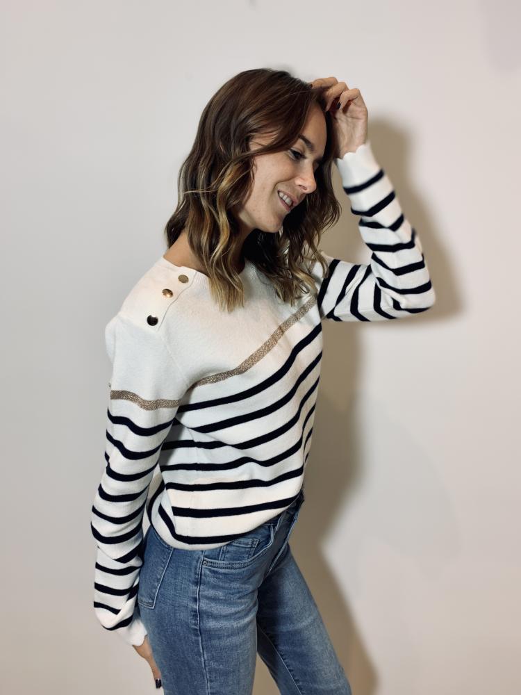 Pull Pull Holly marinière beige