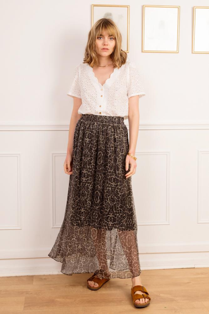 Jupes & Shorts Jupe Victoire noire transparente a imprimé léopard