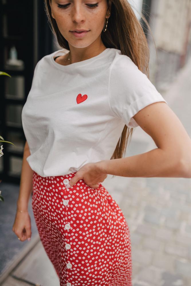 T-shirt T-shirt Great blanc rouge en coton