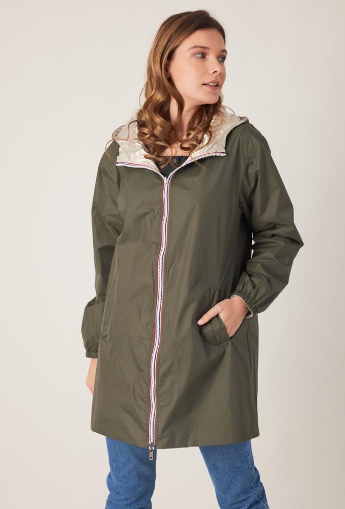 Acheter en ligne Parka Parka longue réversible Giulia kaki foncé or Parka Parka longue réversible Giulia kaki foncé or