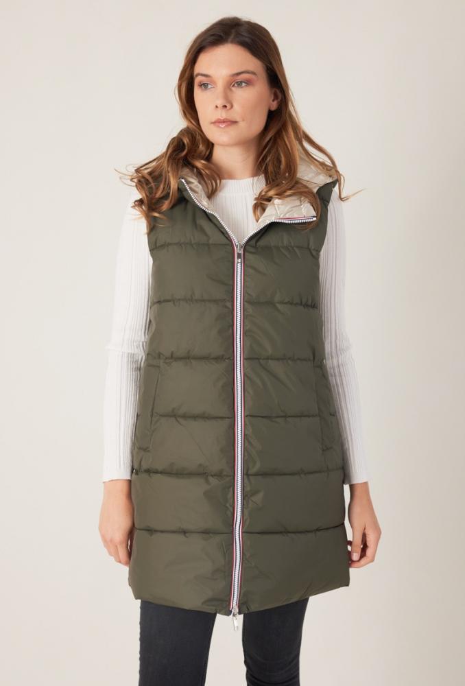 Doudoune Doudoune Lolia longue sans manches kaki foncé or