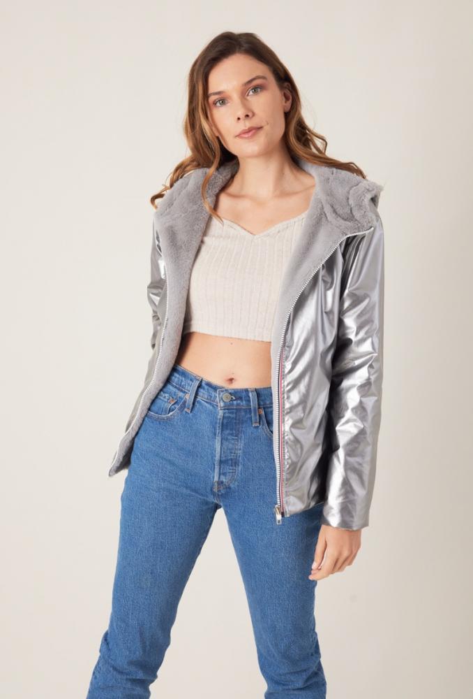 Parka Parka réversible Lélia fausse fourrure argent