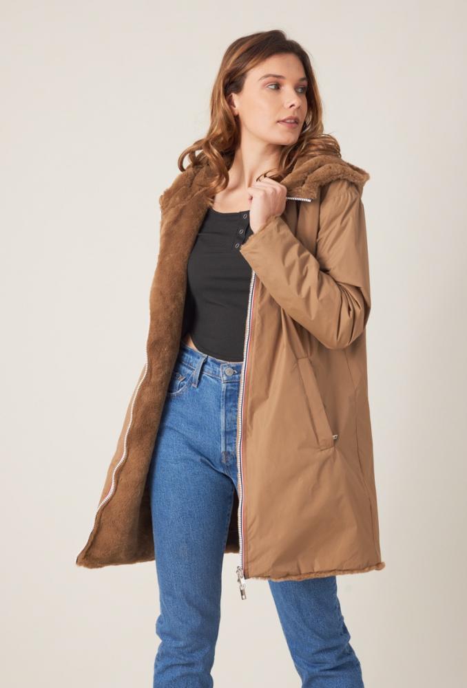 Parka Parka longue réversible Aliona fausse fourrure taupe