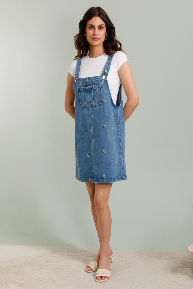 Robes Robe Priya brodée fleurs en jean