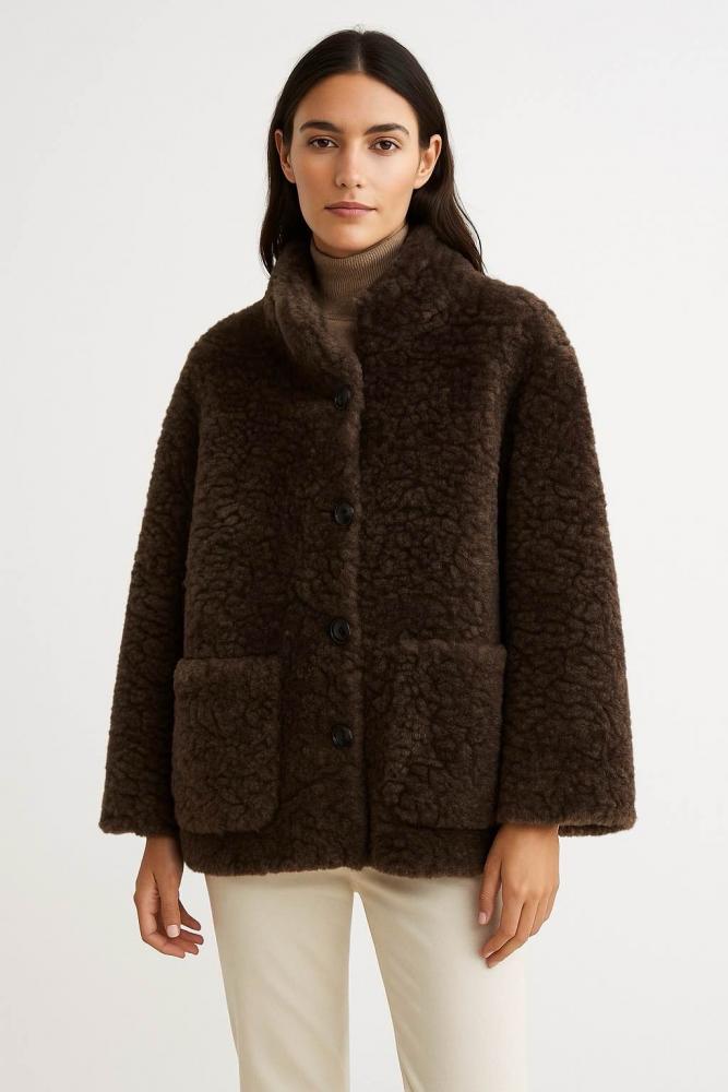 Manteau Manteau fourrure Helga choco