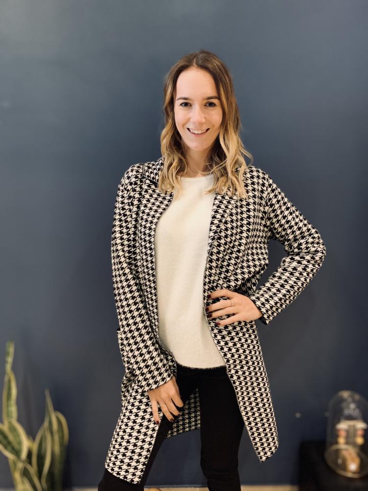 Gilets Gilet long pied de poules
